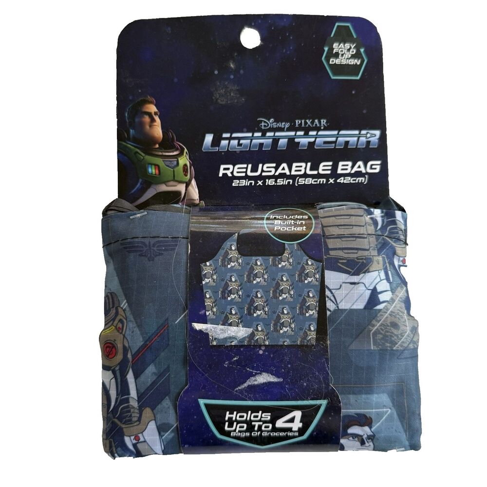 Disney Pixar Toy Story Buzz Light Year Reusable Bag Holds 4 Bags Groceries 2022